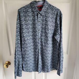 Wills Lifestyle Mens Linen Rich Pineapple Button Down 16 1/2 Slimfit